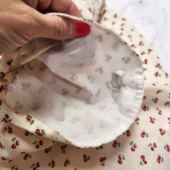 VTG Cherry Print Blouse Peter Pan Collar Long Sleeve Top Shirt Jacket Size L - Picture 9 of 11